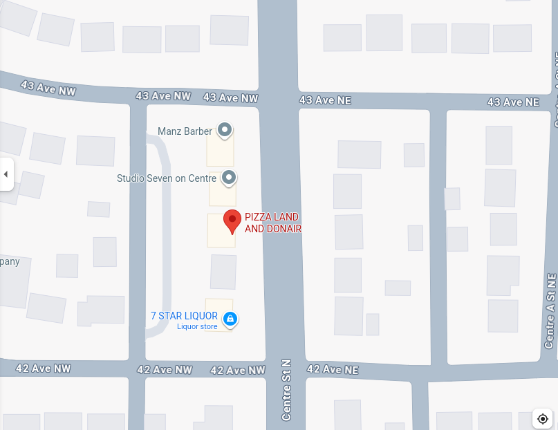 Map to Pizza Land & Donair